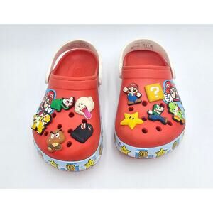 Super Mario Boy's Size 2 Crocs w/Charms - No Longer Light Up